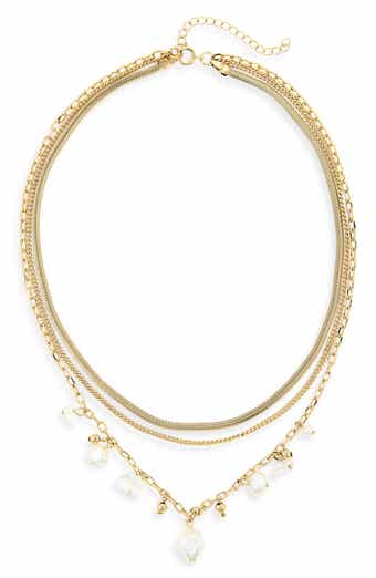 Demi Fine Faux Pearl Charm Layered Necklace