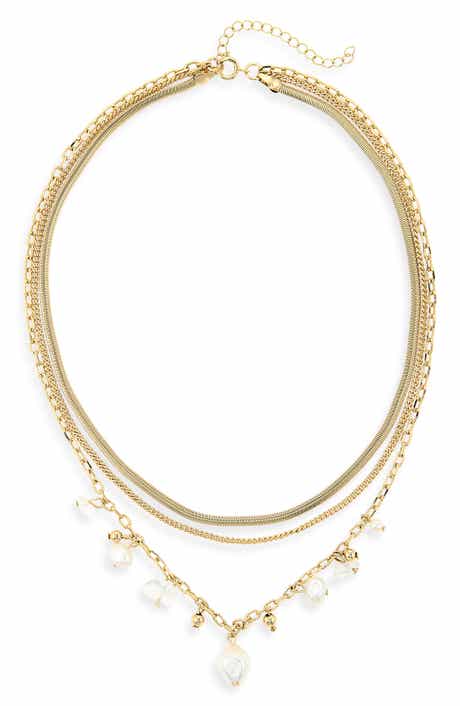 NORDSTROM RACK Demi Fine Faux Pearl Charm Layered Necklace