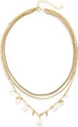 NORDSTROM RACK Demi Fine Faux Pearl Charm Layered Necklace