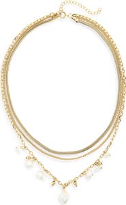 NORDSTROM RACK Demi Fine Faux Pearl Charm Layered Necklace