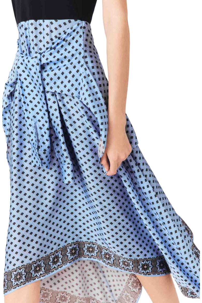 Layered-effect scarf skirt dress, Alternate, color, Light blue loungewear