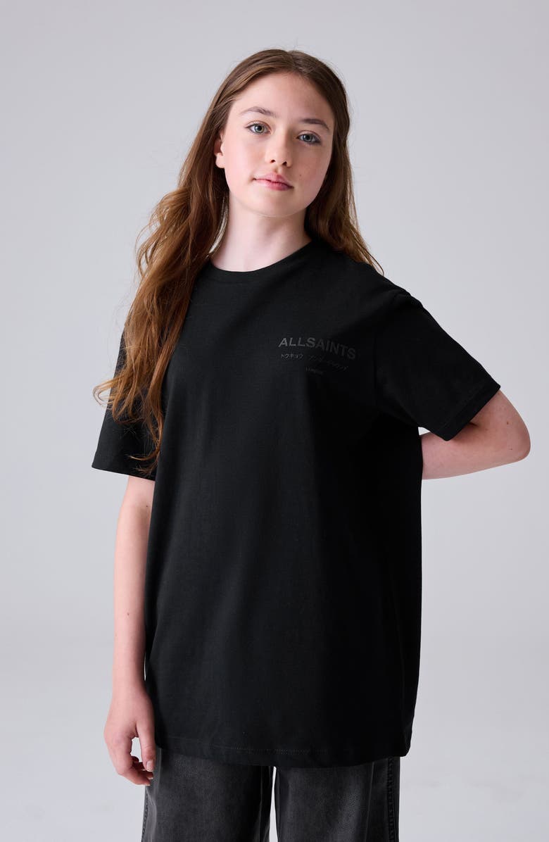 smALLSAINTS by ALLSAINTS Kids' Underground Sequin Logo Cotton Graphic T-Shirt, Alternate, color, Black