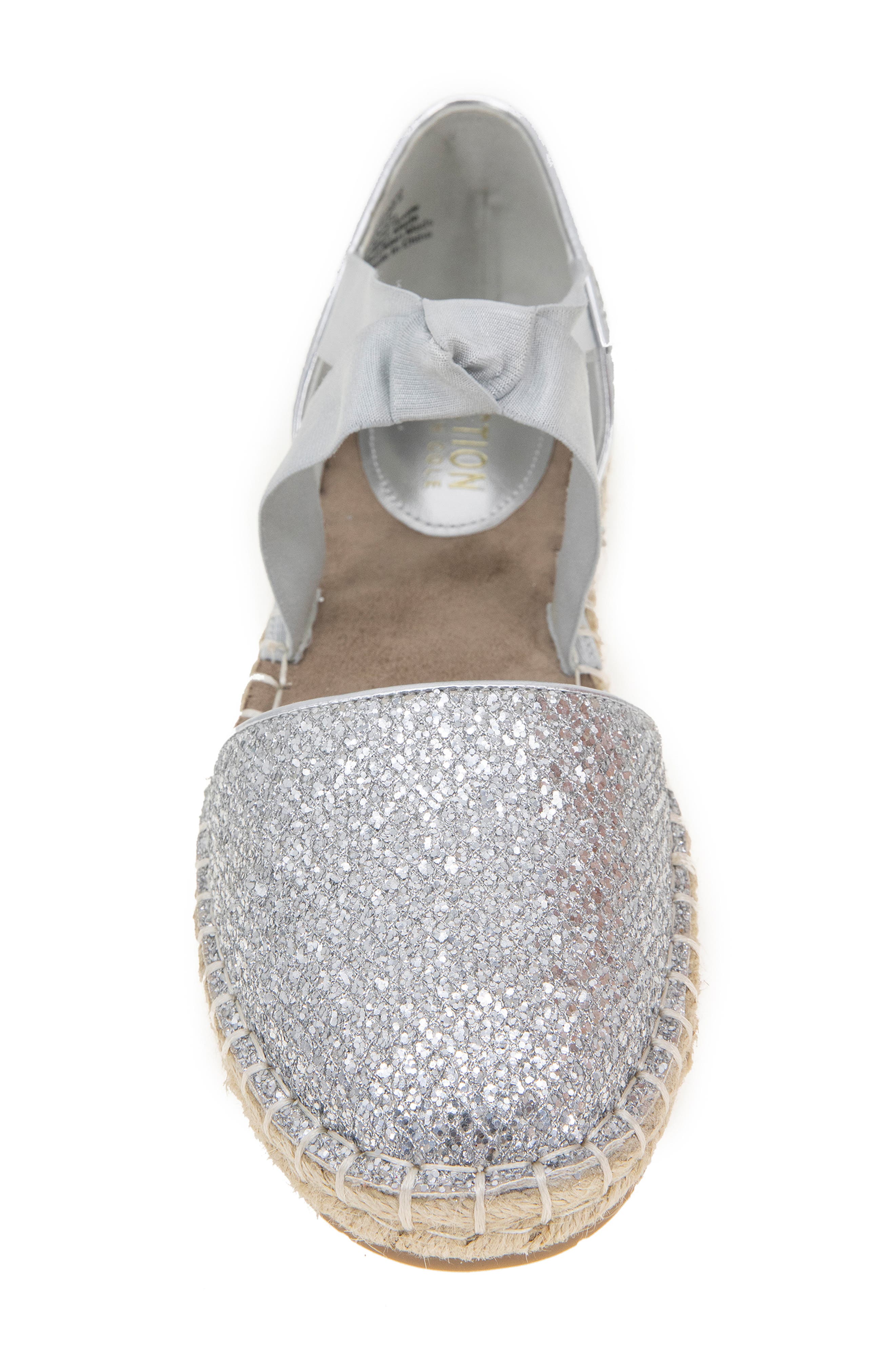 Kenneth Cole Reaction Luna Glitter Espadrille Sandal, Alternate, color, Silver Mesh