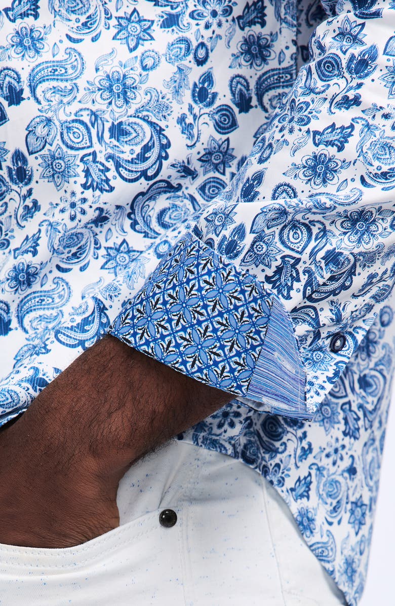 Robert Graham Lamton Cotton Button-Up Shirt, Alternate, color, Blue