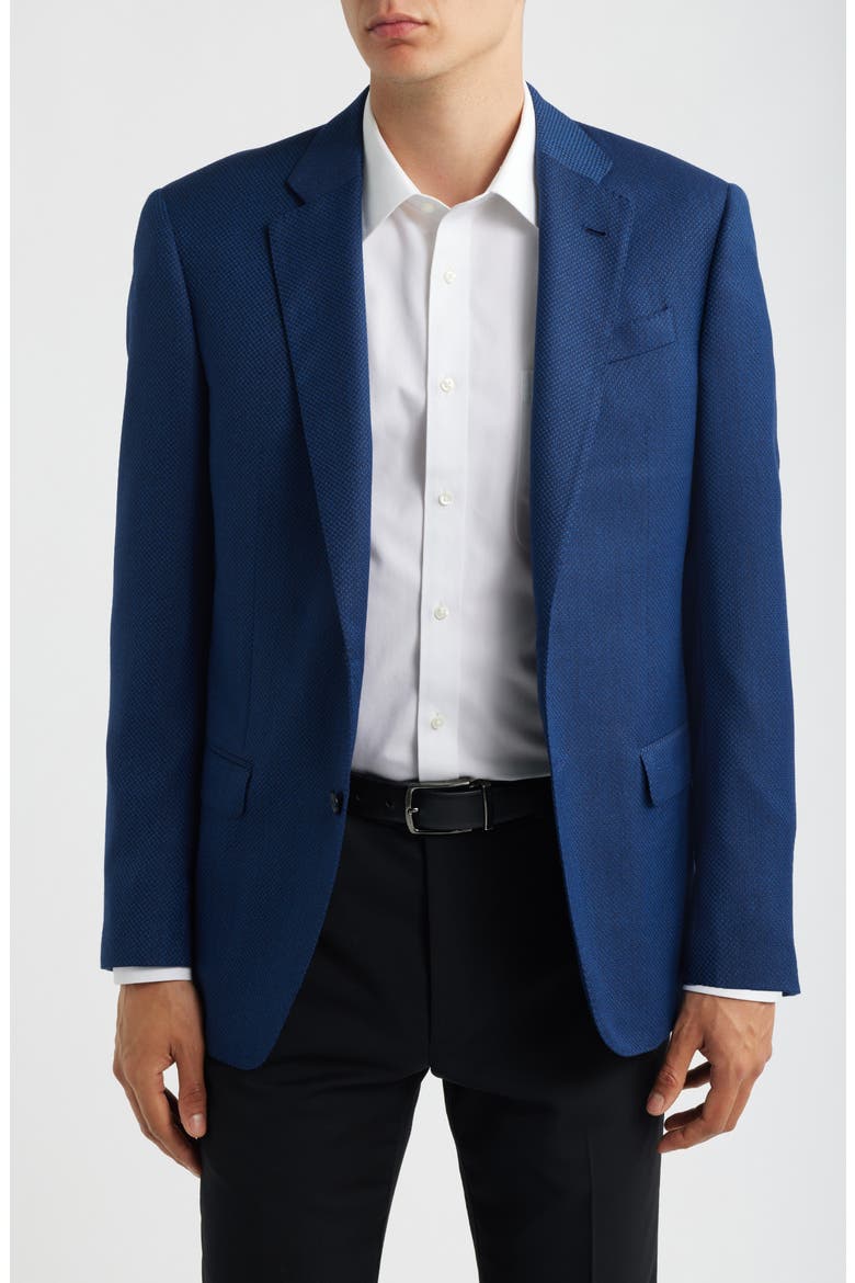 Navy Textured Virgin Wool Sport Coat, Main, color, FANCY BLUE