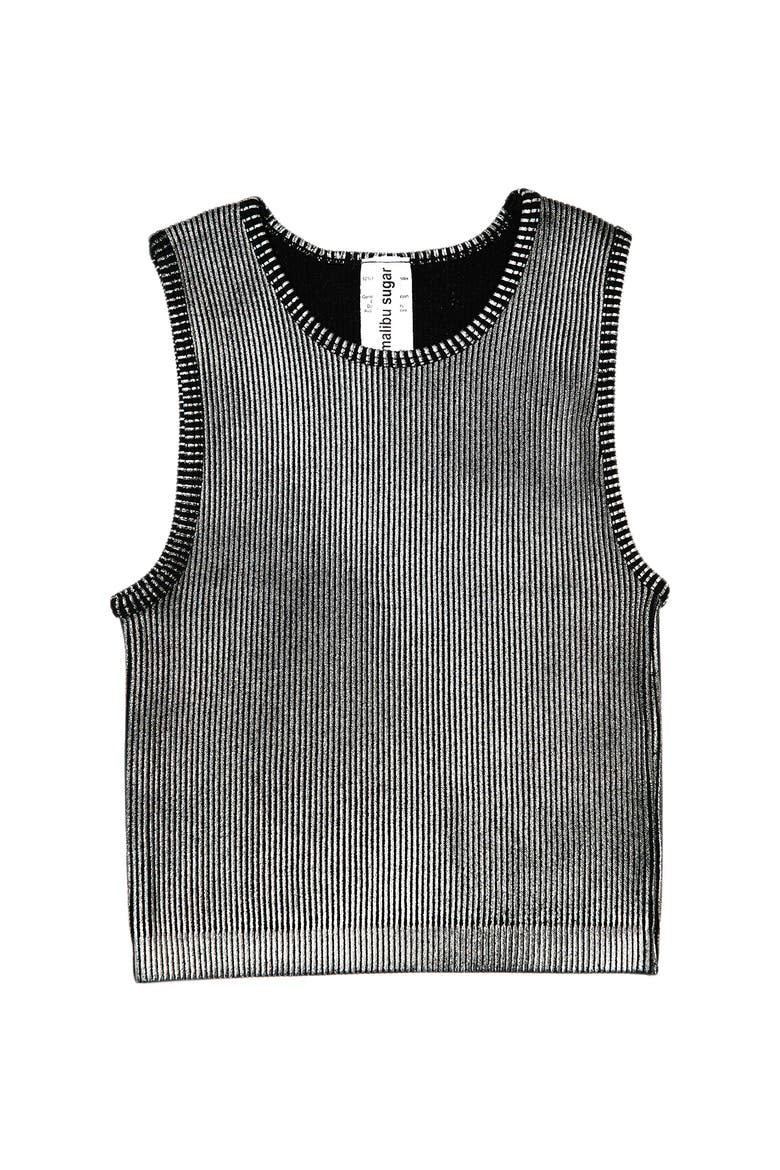 Metallic paint ribbed top - Big Kid, Alternate, color, Metallic Black