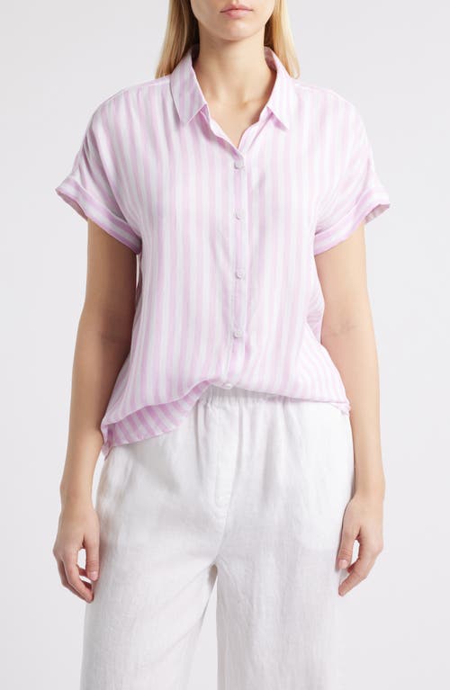 BEACHLUNCHLOUNGE BEACHLUNCHLOUNGE KENZIE STRIPE SHORT SLEEVE BUTTON-UP SHIRT 