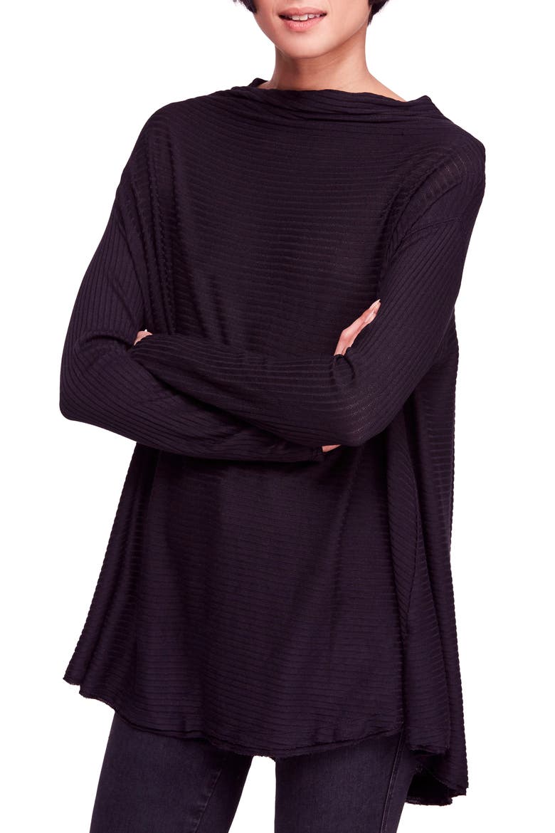Lover Rib Split Back Pullover, Main, color, BLACK