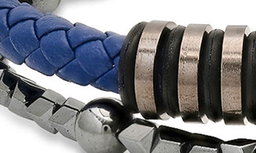 Hmy Jewelry Set Of 2 Assorted Howlite & Braided Leather Bracelets In Blue