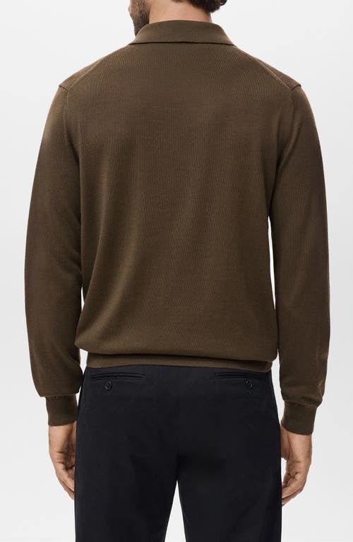 Mango Wool Sweater Polo In Brown
