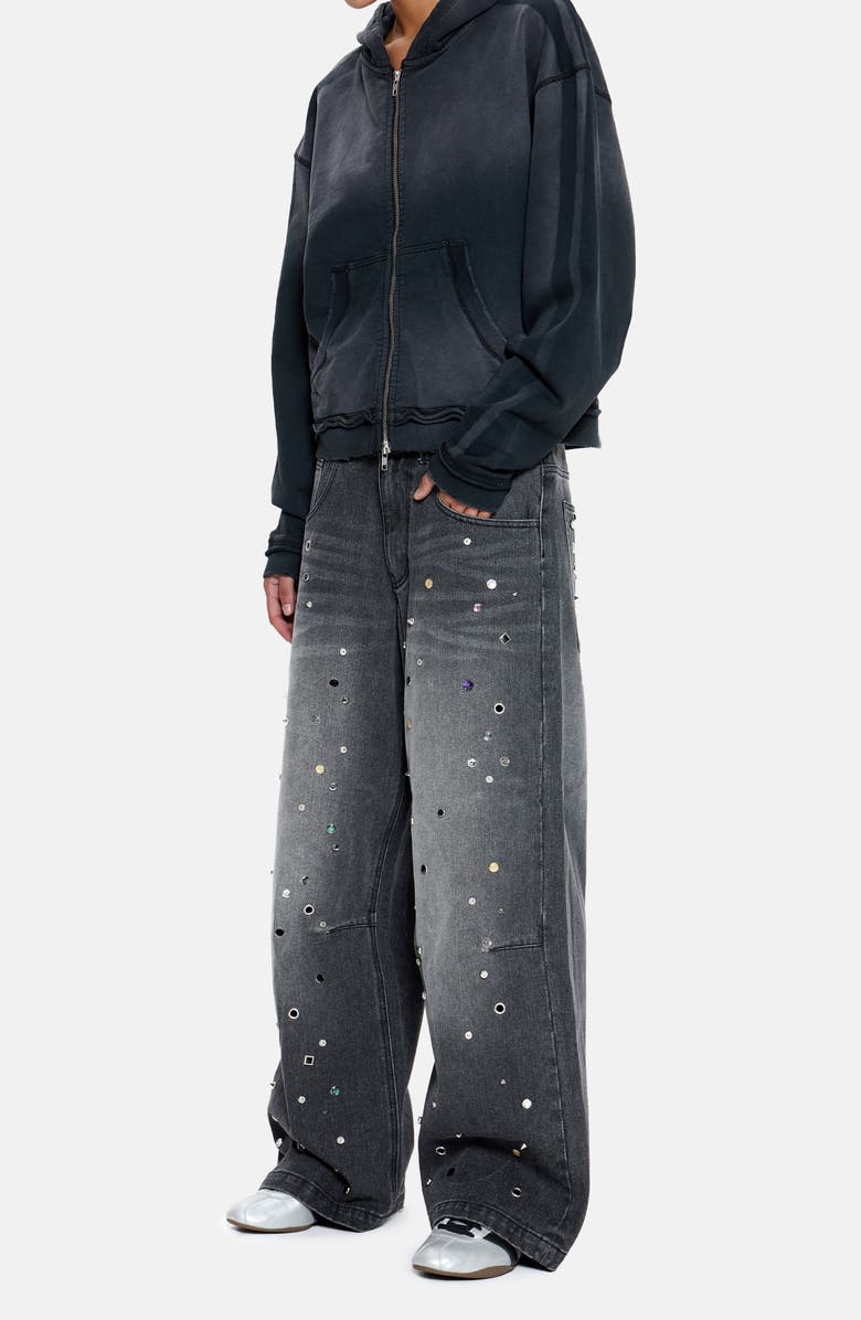 JADED LONDON Rhinestine Stud Colossus Jeans, Alternate, color, Black