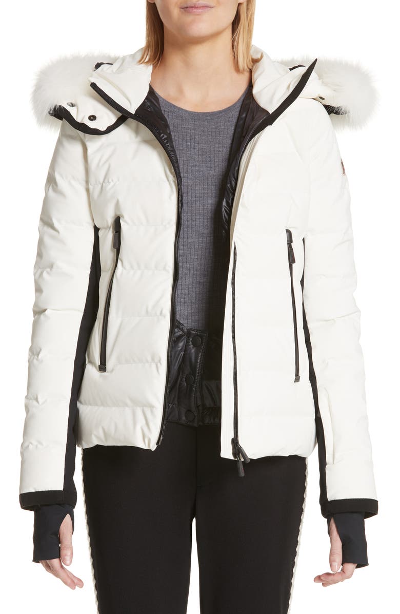 Moncler Lamoura Quilted Down Puffer Coat with Removable Genuine Fox Fur Trim, Main, color,