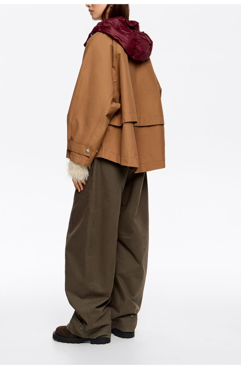 Bimba y Lola Detachable Padded Hood Trench, Alternate, color, Brown