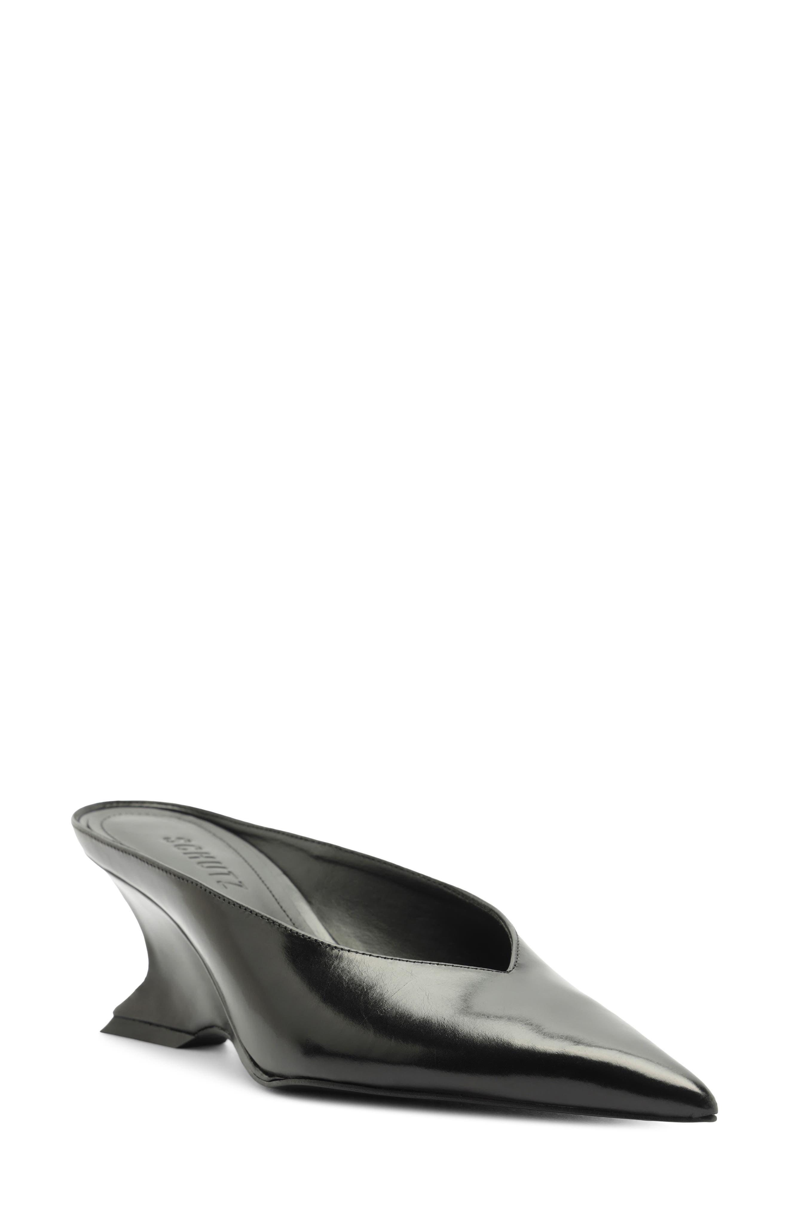 Schutz Siena Pointed Toe Wedge Mule in Black at Nordstrom, Size 8