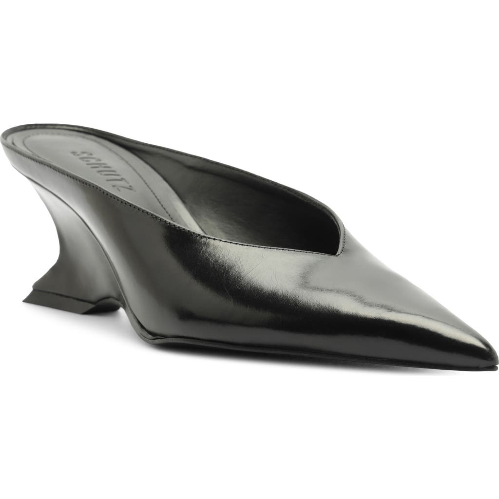Schutz Siena Pointed Toe Wedge Mule in Black at Nordstrom, Size 8