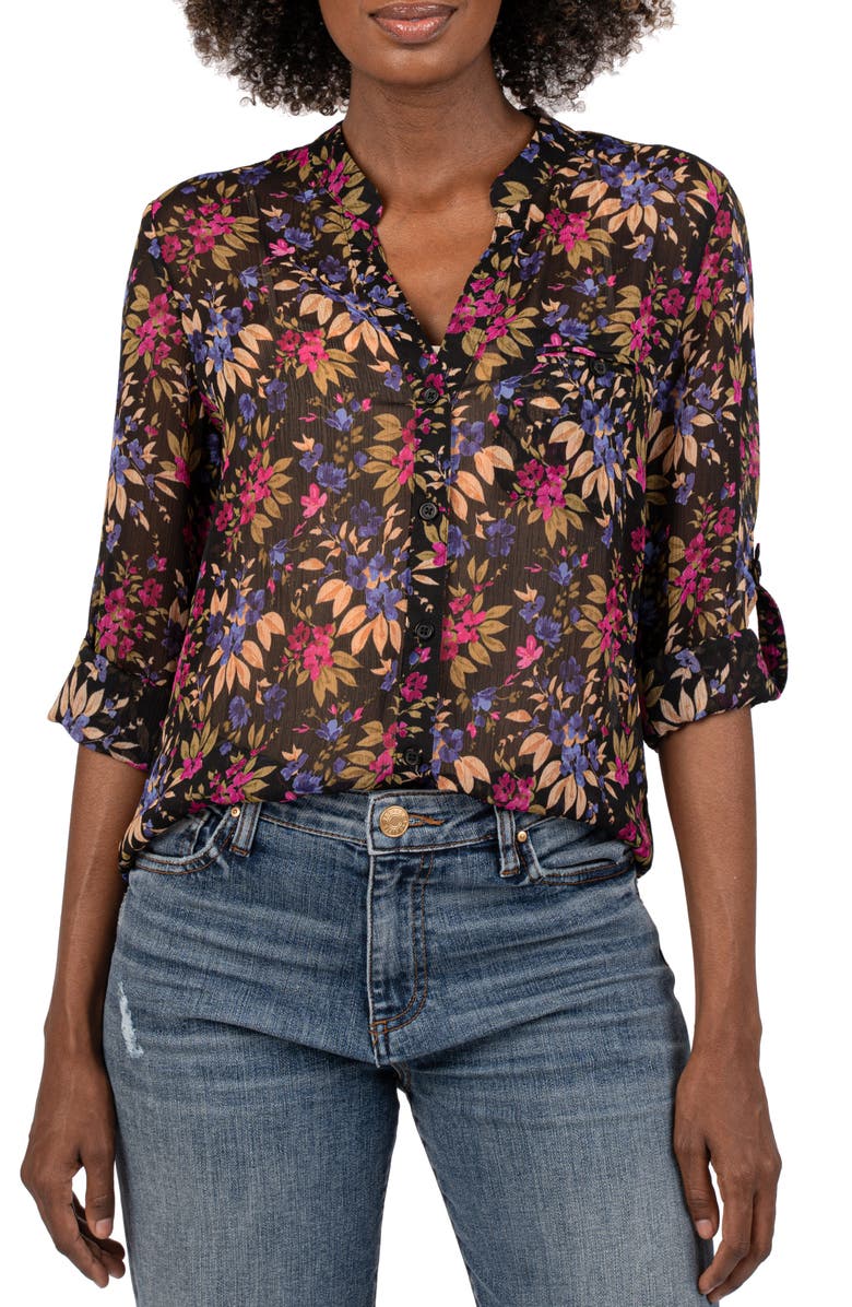 KUT from the Kloth Jasmine Chiffon Button-Up Shirt, Main, color,