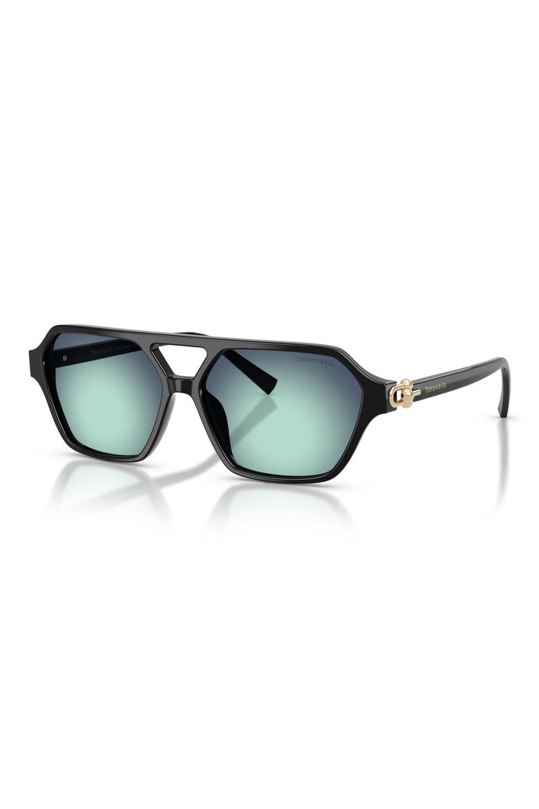 58mm Square Sunglasses, Alternate, color, BLACK / AZURE RADIAL BLUE