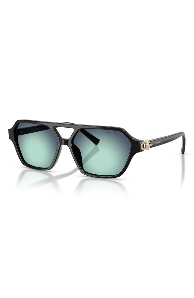 Tiffany & Co. 58mm Square Sunglasses, Alternate, color, Black / Azure Radial Blue