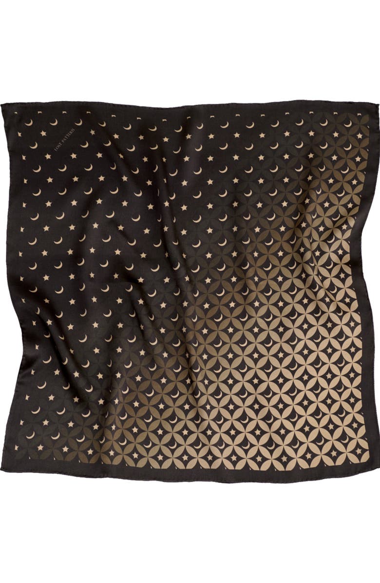 Lost Pattern "Moonlit Stars" Silk Bandana Scarf, Alternate, color, Black
