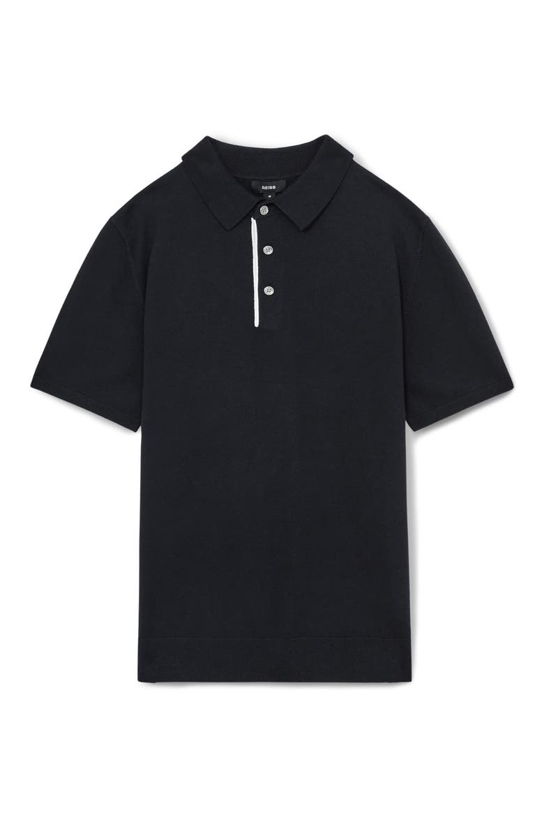 Finch Short Sleeve Linen & Cotton Polo Sweater, Alternate, color, NAVY