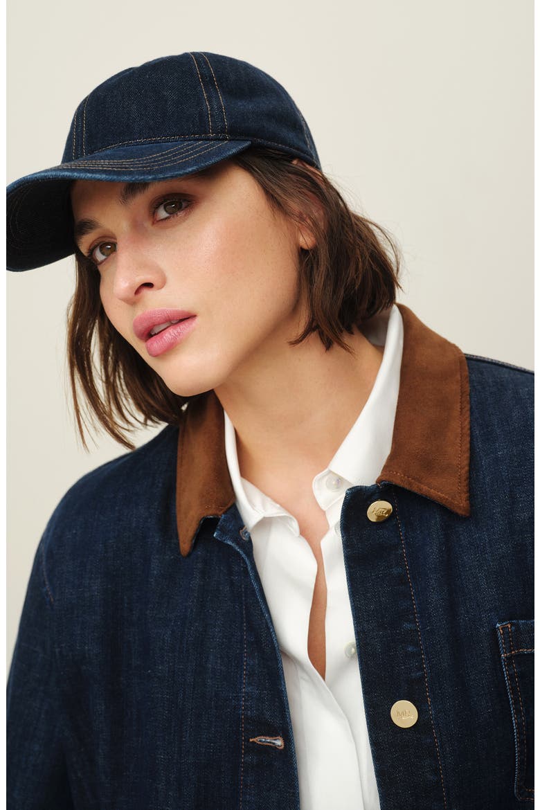 Contrast Collar Denim Jacket, Alternate, color, MIDNIGHT BLUE