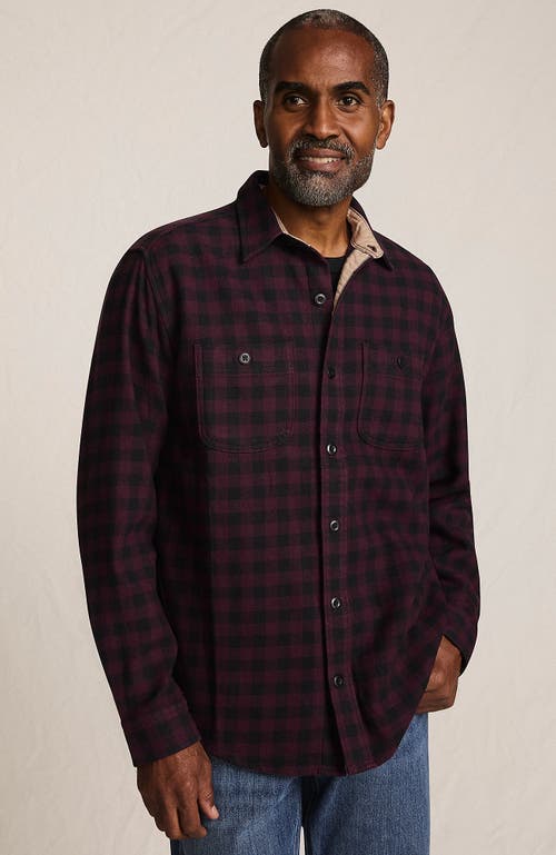 Lands' End Authentic Flannel Shirt with Corduroy Collar in Lush Burgundy Check 