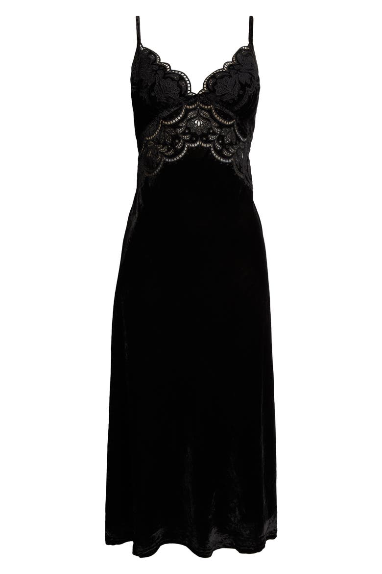 Richelieu Velvet Slipdress, Alternate, color, BLACK