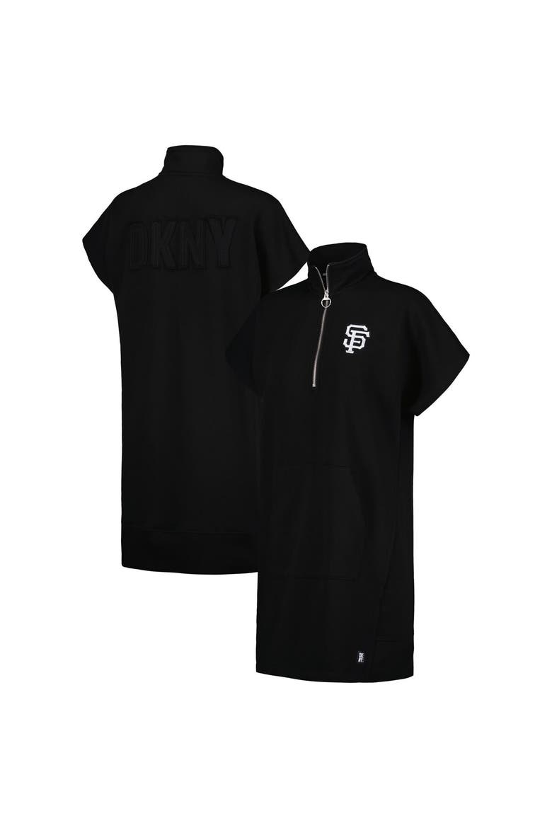 Women's DKNY Sport Black San Francisco Giants Emily Quarter-Zip Sneaker Dress, Alternate, color, Black