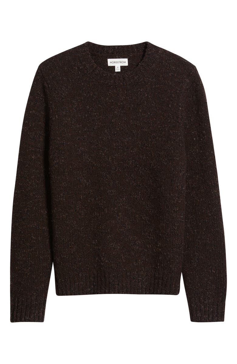 Nordstrom Italian Merino Wool Blend Crewneck Sweater, Alternate, color, Brown Marl