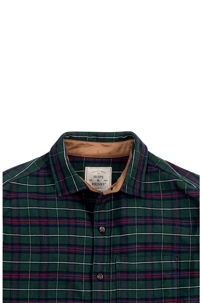 Men's Organic Flannel Shirt with Suede, Alternate, color, Merry Pine Plaid