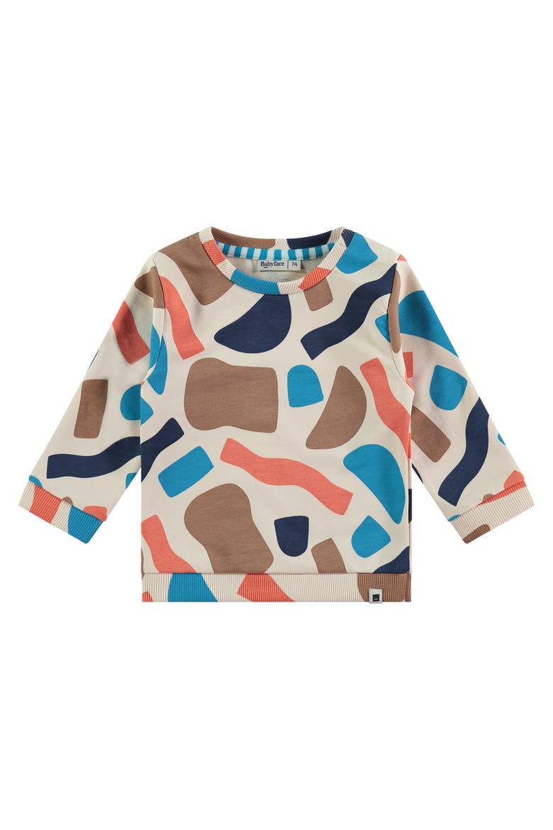 Abstract Print Crewneck Sweatshirt, Main, color, Cream