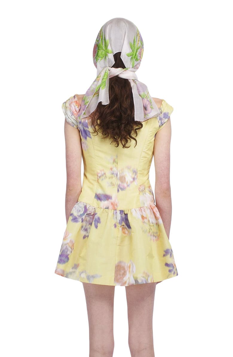 Anna Sui Cabbage Rose Taffeta Sweetheart  Dress, Alternate, color, Lemon Multi