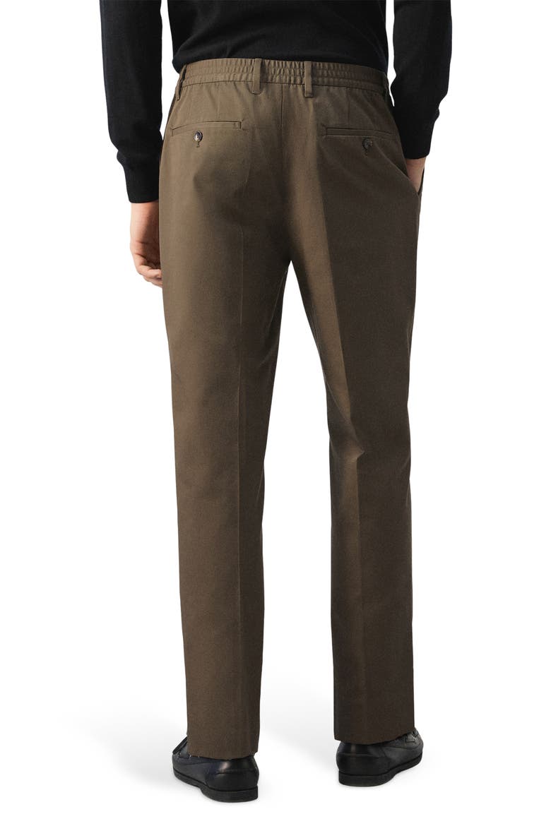 Pleated Cotton Straight Leg Pants, Alternate, color, BROWN