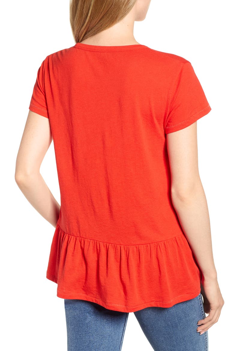 Peplum Tee, Alternate, color, RED SCARLET