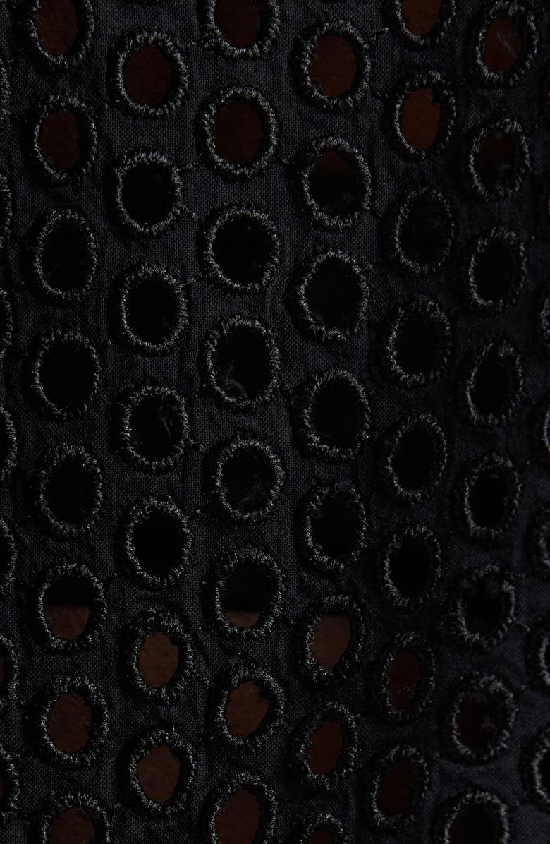 Solid & Striped The Bronte Embroidered Eyelet Long Sleeve Cover-Up Tunic Shirt, Alternate, color, Noir