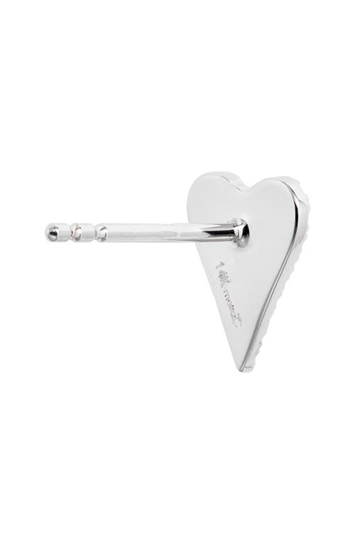 Meira T Elongated Diamond Heart Stud Earrings In Silver