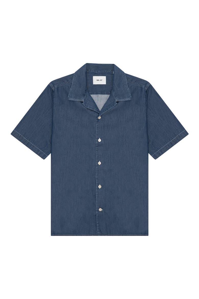 Julio 5765 Denim Camp Shirt, Alternate, color, MEDIUM INDIGO