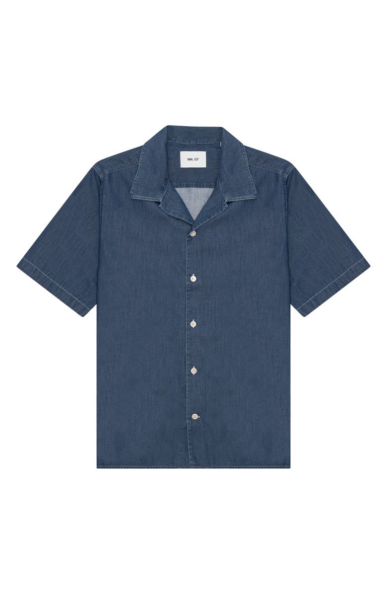 NN07 Julio 5765 Denim Camp Shirt, Main, color, Medium Indigo