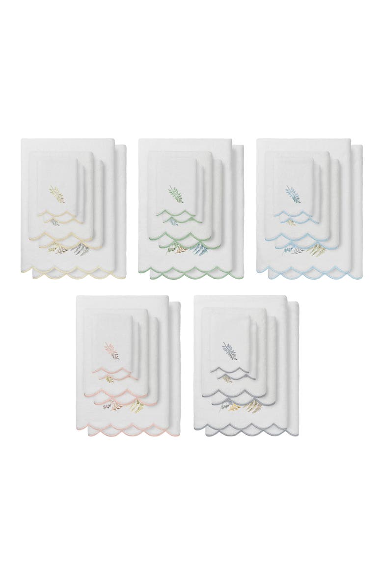 Fern Toss Scalloped 6-Piece Embellished Towel Set, Alternate, color, WHITE/ BEIGE