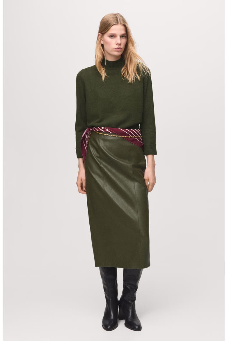 Shoulder Button Mock Neck Sweater, Alternate, color, KHAKI GREEN