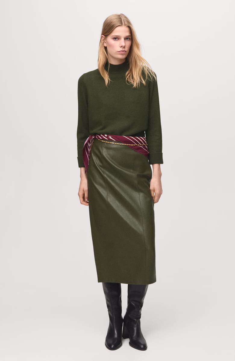 MANGO Shoulder Button Mock Neck Sweater, Alternate, color,