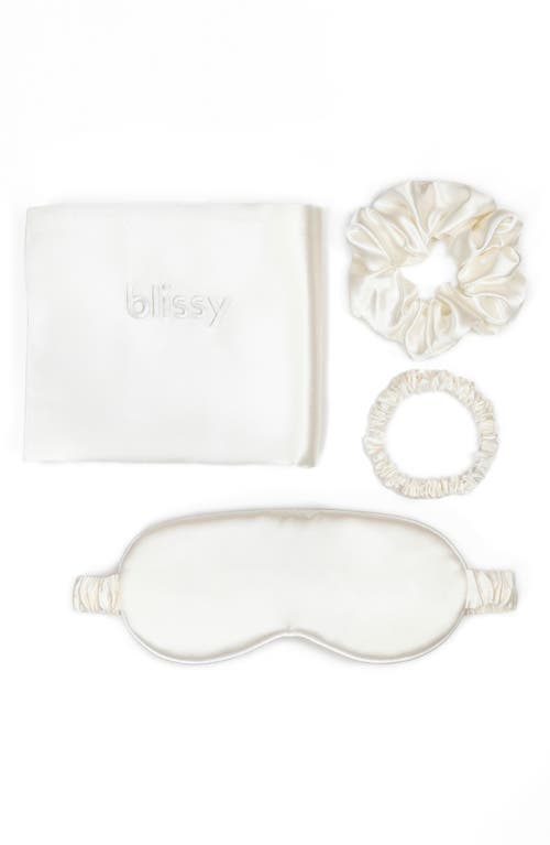 BLISSY Dream 4-Piece Mulberry Silk Set in White 