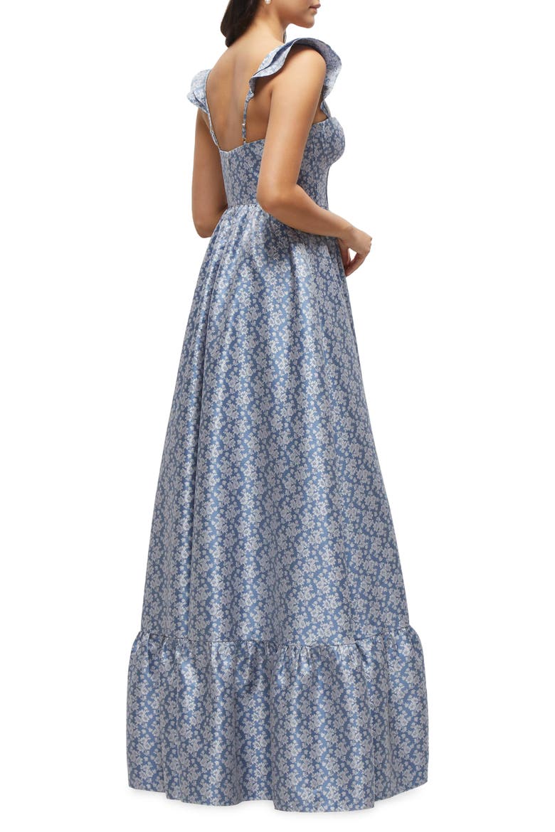 Floral Jacquard Corset Bodice Gown, Alternate, color, CHAMBRAY