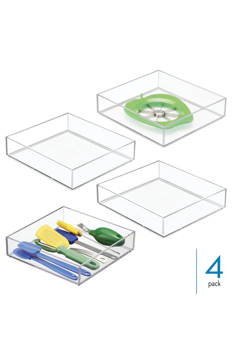 iDesign Plastic Makeup Drawer Organizer Tray - Set of 4 - Clear, Alternate, color, Clear
