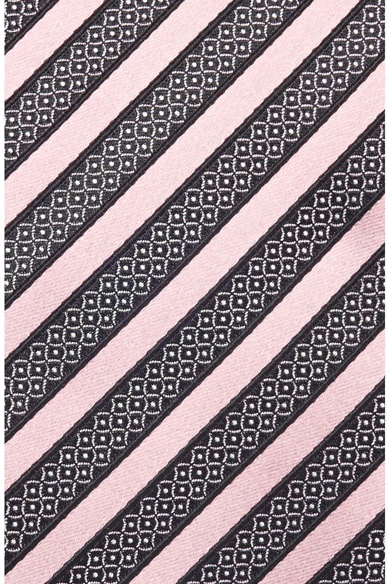 Stripe Silk & Cotton Tie, Alternate, color, MED PINKSTRIPE