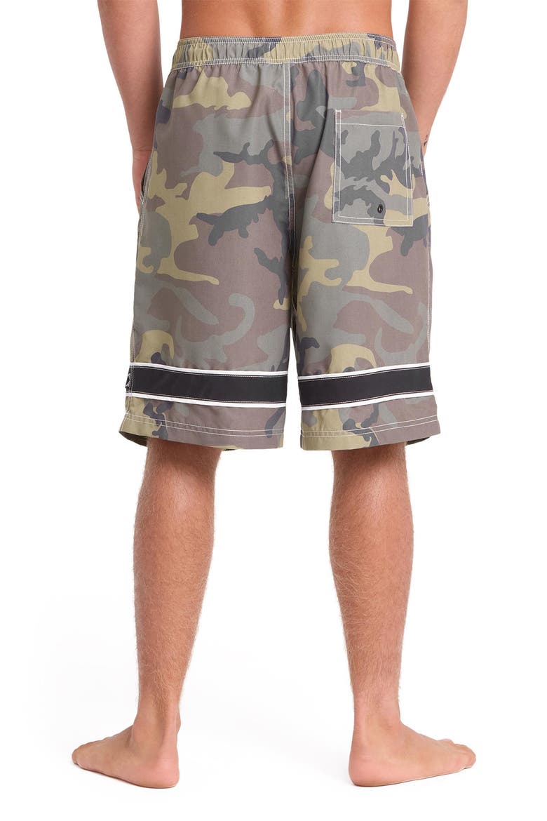 Throw On 2.0 Camouflage Swim Trunks, Alternate, color, OLIVE CAMOUFLAGE