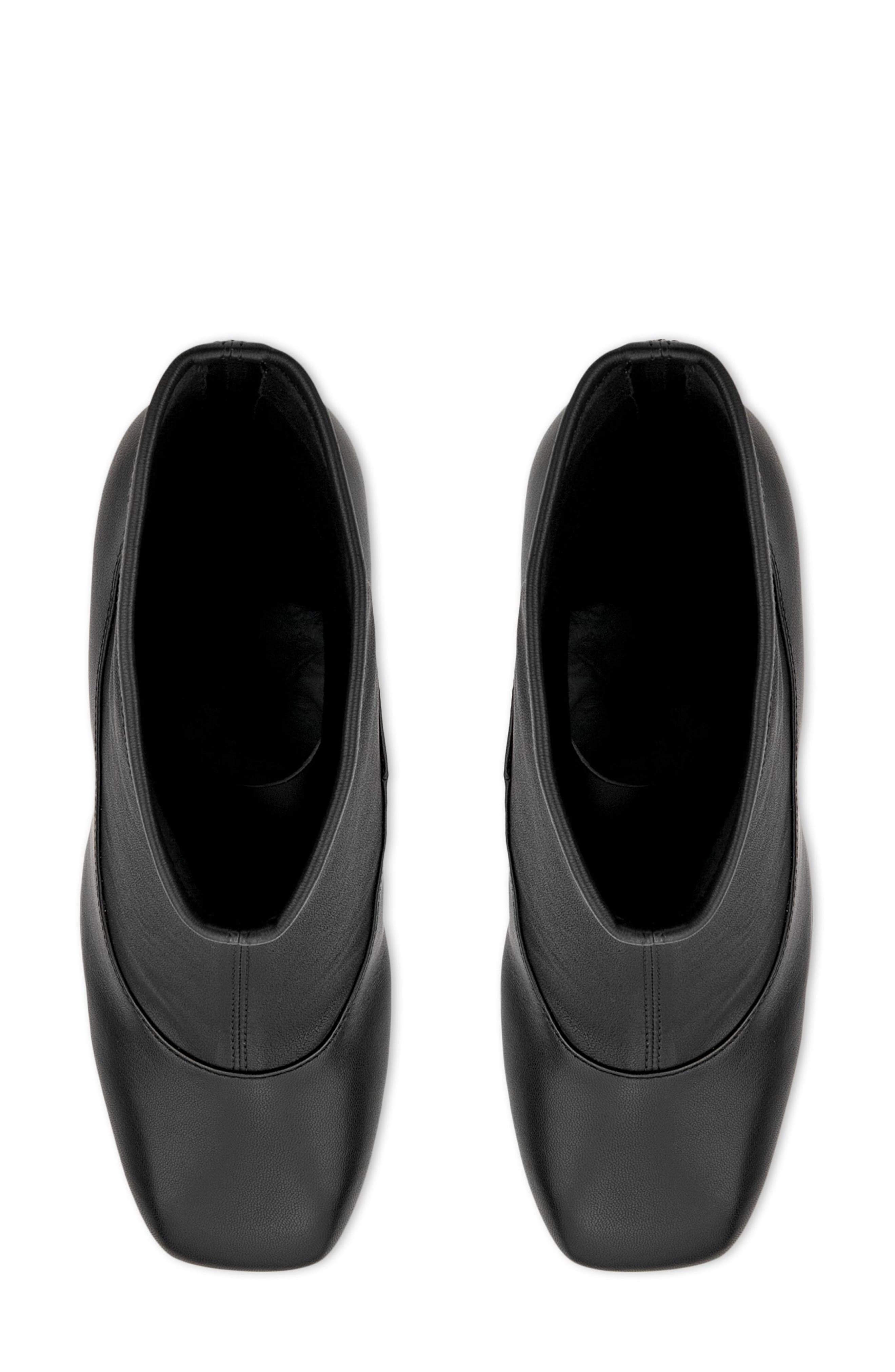 Sculpted Alba Block Leather Bootie, Alternate, color, BLACK