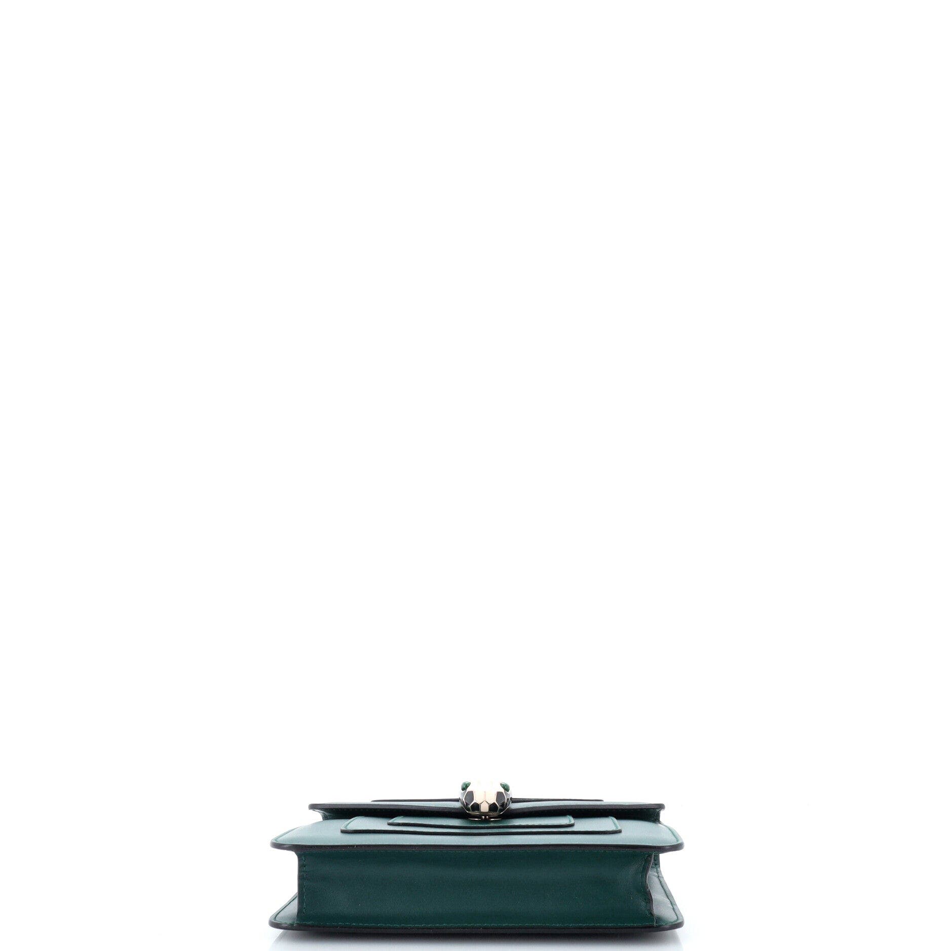 Serpenti Forever Square Shoulder Bag Leather Small, Alternate, color, Green
