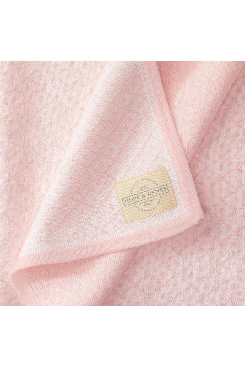 Baby Jacquard Sweater Blanket, Alternate, color, Rose with Rose Binding