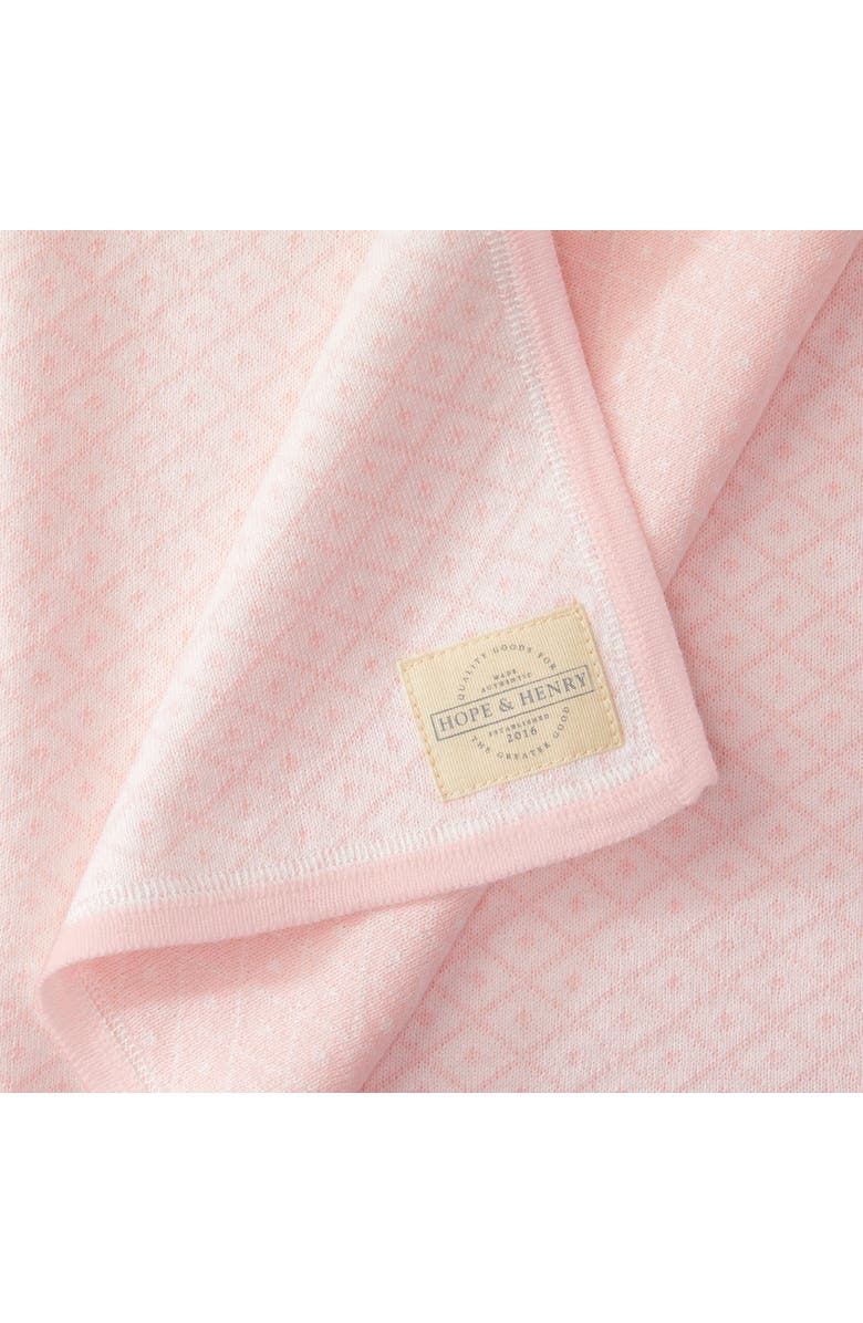Hope & Henry Baby Jacquard Sweater Blanket, Alternate, color, Rose With Rose Binding